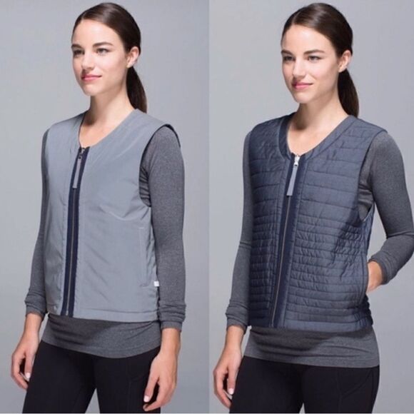 LULULEMON Size 2/4 Light & Bright Vest Reversible Reflective Silk gray - Picture 1 of 10